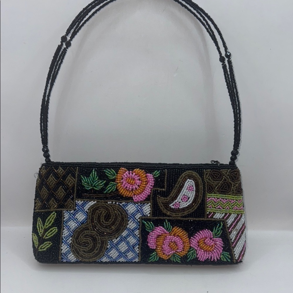 Intricate floral Beaded evening Bag